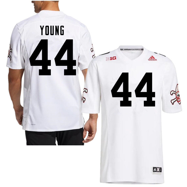 Men #44 Aiden Young Nebraska Cornhuskers College Football Jerseys Sale-White Strategy - Click Image to Close